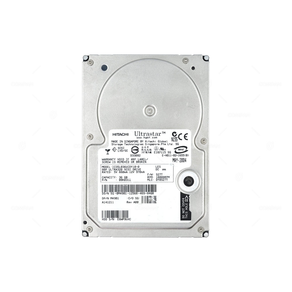 M4981  DELL HARD DRIVE 36GB 10K U320 SCSI 3.5 LFF HOT-SWAP